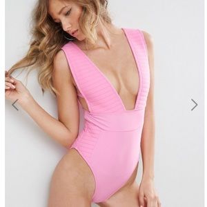 ASOS Stitch Detail Plunge Swimsuit